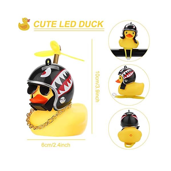2 Pack Duck Bike Bell, Shining Duck Bicycle Horn Rubber Duck Handlebar