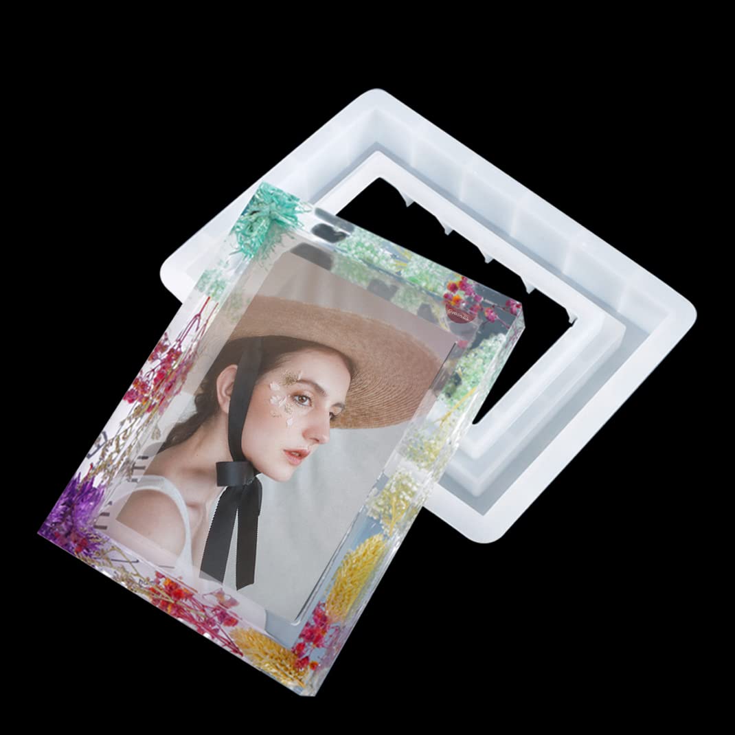 iSuperb Rectangle Photo Frame Mould Large Epoxy Resin Mould Picture Frame Silicone Resin Casting Mould for DIY Crafts Decorations