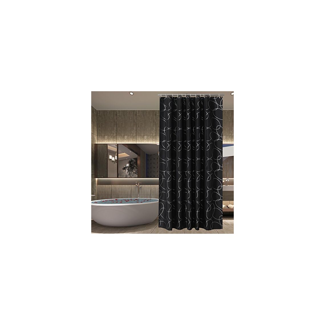 Sfoothome Polyester Fabric Shower Curtain Waterproofs Bathroom Shower