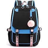 Girls Backpack Color-blocking Schoolbags for Girls Lightweight Bookbag Middle-School Elementary Backpack 20L