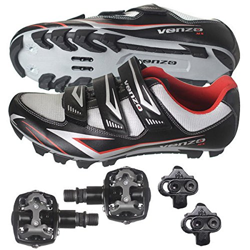 Venzo Mountain Bike Bicycle Cycling Shimano SPD Shoes + Pedals & Cleats 42