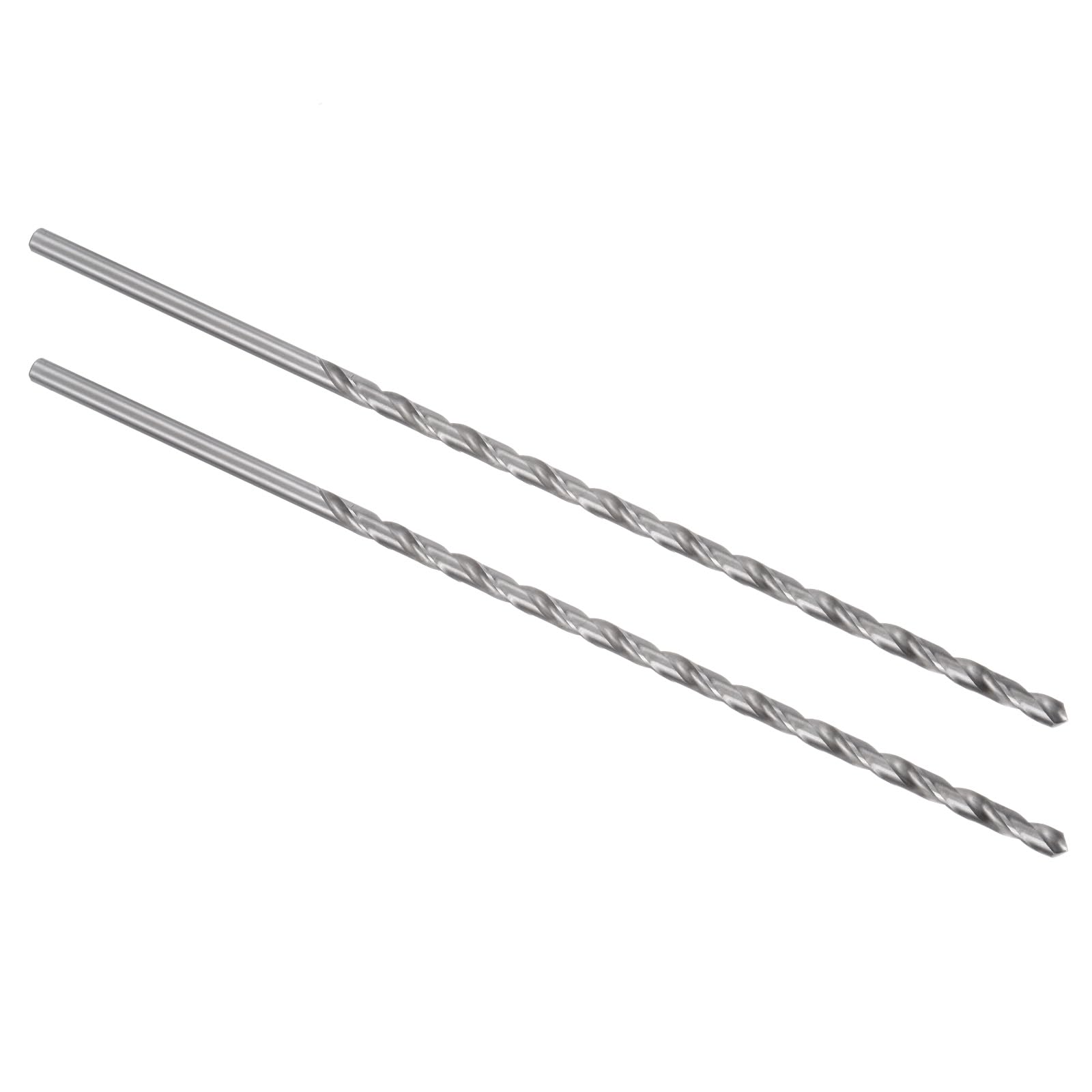 Kozelo 2PCS Twist Drill Bit - [7mm] High-Speed Steel Cobalt Round Shank Jobber Bit Set Silver Tone for Metal Wood Plastic Steel Use, 214mm / 8.43" Blade Length