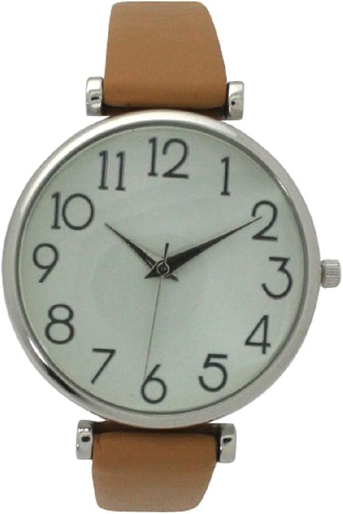 Leather Strap Watch with Easy Read Number on Large Watch