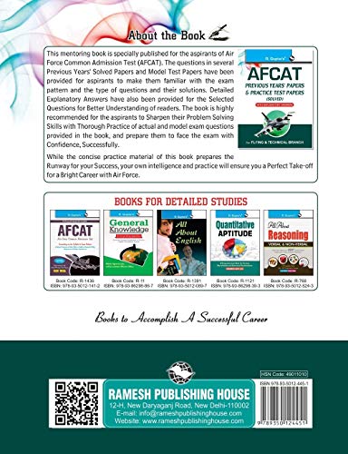 AFCAT (Air Force Common Admission Test) Previous Years' Papers & Practice Test Papers (Solved) 1