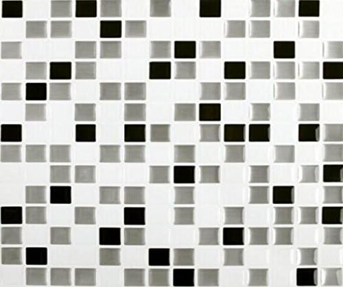 Backsplash Tile for Kitchen Marble Square Peel and Stick Tile, Adhesive Vinyl Wall Tiles, Urban Mosaic 9.8" X 9.8" (1 Pack)