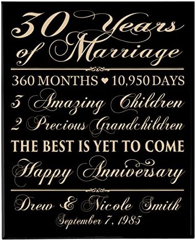 LifeSong Milestones Personalized 30th Anniversary Gifts for him her Couple parents, Custom Made 30 year Anniversary Gifts ideas Wall Plaque 12" x 15" (Black Solid Wood)