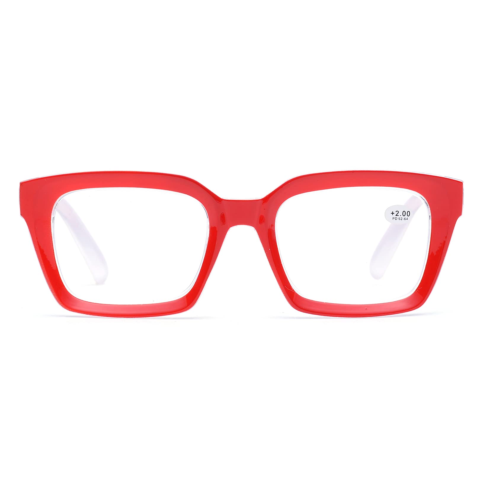 ZUVGEES Retro Oversized Blue Light Blocking Reading Glasses Big Eyeglass Frames Large lens Computer Readers (Red, 1.00) — image 1