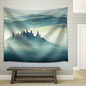Morning on Countryside, San Quirico Dâ´Orcia, Tuscany, Italy - Fabric Wall Tapestry Home Decor - 51x60 inches