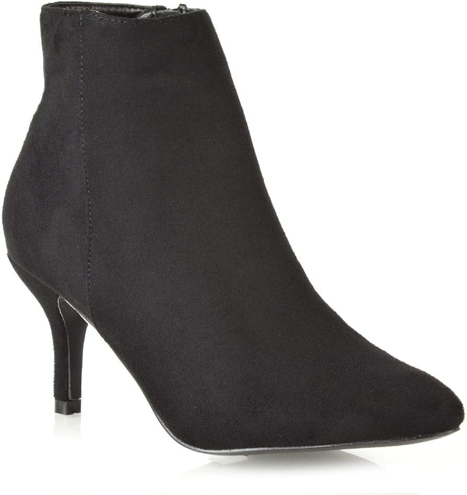 womens black suede ankle boots low heel