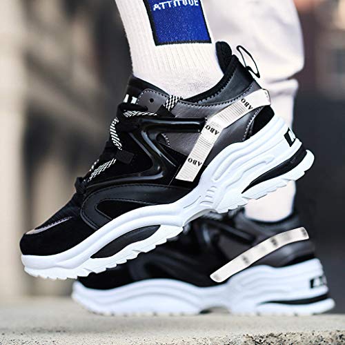 DondPO Men's Walking Athletic Shoes Fashion Casual Sneaker Cross Training Running Footwear for Men Tennis Racquetball Black - Thumbnail 6