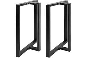 HOMEKAYT Metal Table Legs 28’’x 24’’ Heavy Duty T-Shape Desk Legs Industrial Furniture Legs for Dinning Table, Computer Table, Office Table (2Pcs)-Black