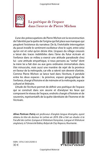 La Poetique De L Espace Dans L Oeuvre De Pierre Michon Entre Province Et Metropole Critiques Litteraires French Edition Pintican Petris Alina 9782343202600 Amazon Com Books