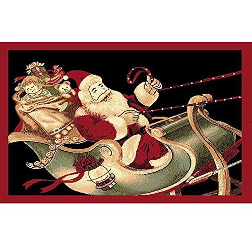 Christmas Rug Holiday Décor Santa on Sled Area Rug 3ft4in X