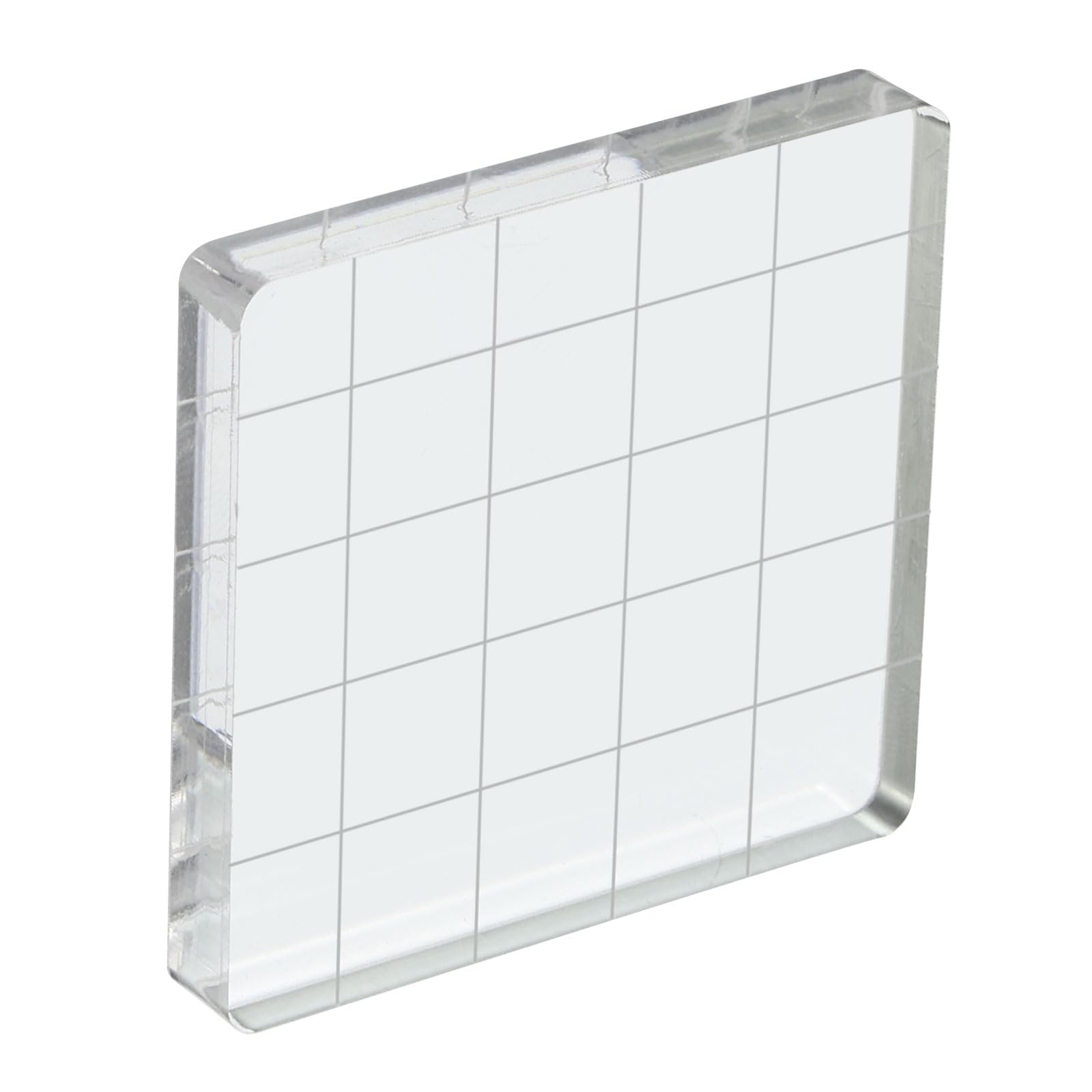 PATIKIL 2" x 2" Acrylic Stamp Block, Clear Stamping Block with Grid Lines Decorative Mounting Blocks Square for Scrapbooking DIY Crafts Card Making