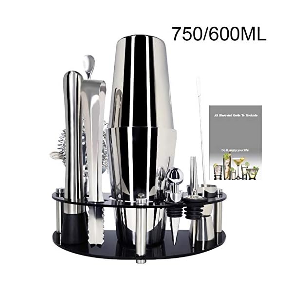 750/600 / 450ml Cocktail Shaker Set Bartender Kit Stand, Professionelle Edelstahl Martini Drink Shaker Home Bar… – Bild 7