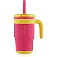 REDUCE 14 Oz Coldee Kids Tumbler with Lid and Straw - Coldee Insulated Travel Mug - Spill-Proof, Sweatproof Stainless Steel, BPA-Free - Includes Handle, Reusable Silicone Straw - Pink Lemonade