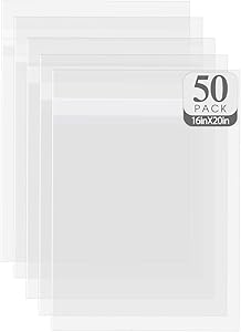 Golden State Art, Acid-Free See-Through Sleeves Storage Clear Bags for Photo Framing Mats Mattes (16 3/8x 20 1/8 inches for 16x20 Photo Mats, Set of 50)