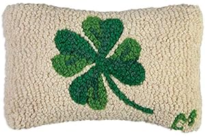 Chandler 4 Corners Artist-Designed Shamrock Hand-Hooked Wool Decorative Throw Pillow - St Patrick's Pillow for Couches & Beds-Easy Care & Low Maintenance - St Patty's Day Irish Pillow