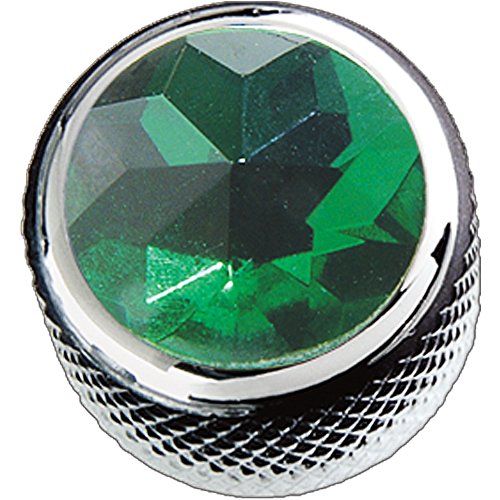 Q-Parts Dome Guitar Knob, Chrome with Green Crystal Inlay