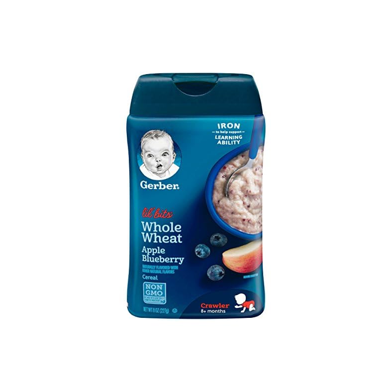 Gerber Lil Bits Whole Wheat Apple Blueberry Baby Cereal, 8 Oz , Pack of 6