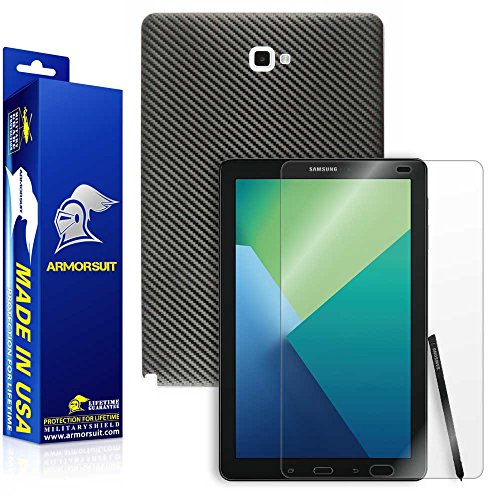 ArmorSuit - Samsung Galaxy Tab A 10.1 (2016) With S-Pen [SM-P580] Screen Protector + Black Carbon Fiber Skin Vinyl Back Protector MilitaryShield w/ Lifetime Replacements