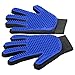 [Upgrade Version] Pet Grooming Glove - Gentle Deshedding Brush Glove - Efficient Pet Hair Remover Mitt - Enhanced Five Finger Design - Perfect for Dog & Cat with Long & Short Fur - 1 Pair (Blue) primary