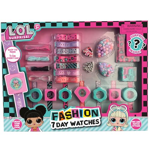LOL Surprise: 7 Day Fashion Watches - Mix & Match Styles, Digital, New Look Every Day, DIY Jewelry Craft Kit, Green-Pink-Purple-Patterns, Kids Ages 3+