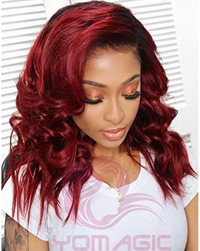 13x6 Lace Front Wigs 150% Density Ombre Brazilian Virgin Human Hair 1B 99j Full Lace Wigs Natural Color and Ombre 1B/Red Body Wave for Women