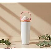 Free-Sip Sway Insulated Stainless Steel Water Bottle-Tumbler with Two-Way Spout, Built-In Straw and Bucket Handle, BPA Free, Leak Proof. 30oz (Pale pink Grey)