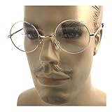 Kerkhoff Style Fashion Unisex Big Round Oversized Round EyeGlasses with Metal Frame and Clear Lens Gold - Medium (1.8 Inch)