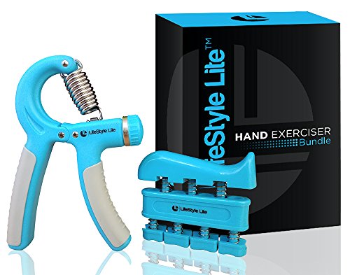 Hand Grip Strengthener Finger Exerciser Kit- Strength Trainer Bundle for Forearm Exercise, Guitar Piano, Rock Climbing Grips Workout or Therapy