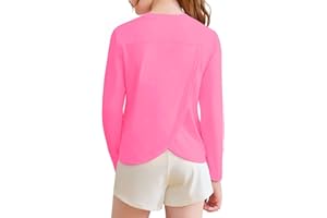 Haloumoning Girls Athletic Shirts Kids Long Sleeve Workout Tops Split Back Quick Dry T-Shirt 5-14Y