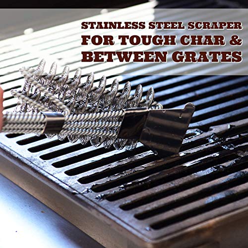 Grill Brush & Scraper Bristle Free Safe Stainless Steel Cleaning All BBQ Grates Gas or