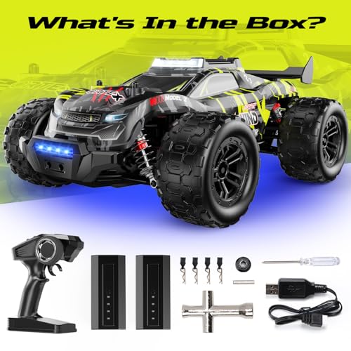 DEERC 1/14 Fast Brushless RC Car for Adults, 43 MPH High Speed 4x4 Off-Road RC Truck, Waterproof Monster Truggy, All Terrain Remote Control Drift Car for Boys 8-12, 2 Batteries, 3S Lipo Compatible