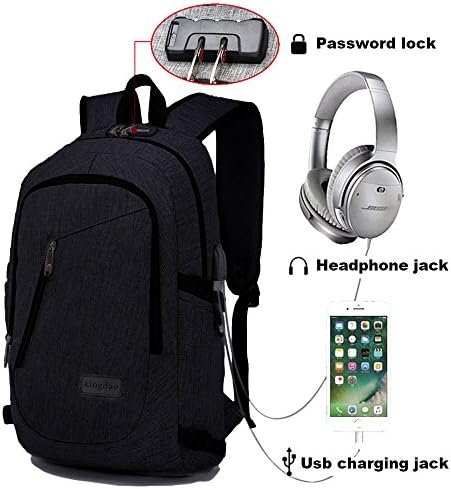 Jusefu Anti-theft With USB Charge Port and Password Lock ,Lightweight Outdoor Waterproof Travel Business Laptop Backpack College Backpack