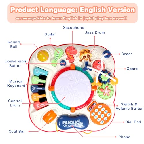 Children's Toys 1 Year – Activity Table Baby 1 Year Old Toys Montessori Musical Table Baby with Sound and Lights Toys for 1 2 Year Old Children Games Gift Baby 1 2 Year Old Boy Girl Original Christmas