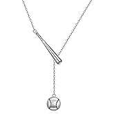 Fenthring Baseball Necklace for Women 925 Sterling Silver with Bat Softball Pendant Jewelry Baseball Gifts for Women Y-Shaped Chain