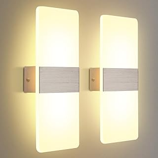 KINGSO Wandleuchte LED Innen 2er Pack 12W Wandlampe Acryl Wandbeleuchtung, Modern für Wohnzimmer Schlafzimmer Treppenhaus Flur, AC 230V, 3000K Warmweiß