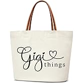 DOIUCRO Tote Bag For Women Large Shoulder Canvas Tote Bag with Leather Handles Reusable Grocery Bags for Vacation, Shopping