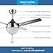 RainierLight Modern Crystal Ceiling Fan Lamp LED 3 Changing Light 4 Stainless Steel Blades with Remote Control for Living Room/Bedroom 44-Inch/Quiet/Decoration