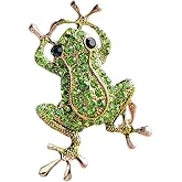 Sparkle Frog Lapel Brooch Pin for Women Girls Crystal Green CZ Animal Pins Clip Sweater Hat Dress Jacket Badges Brooches Pins Cute Jewelry Gifts for Clothes Accessories