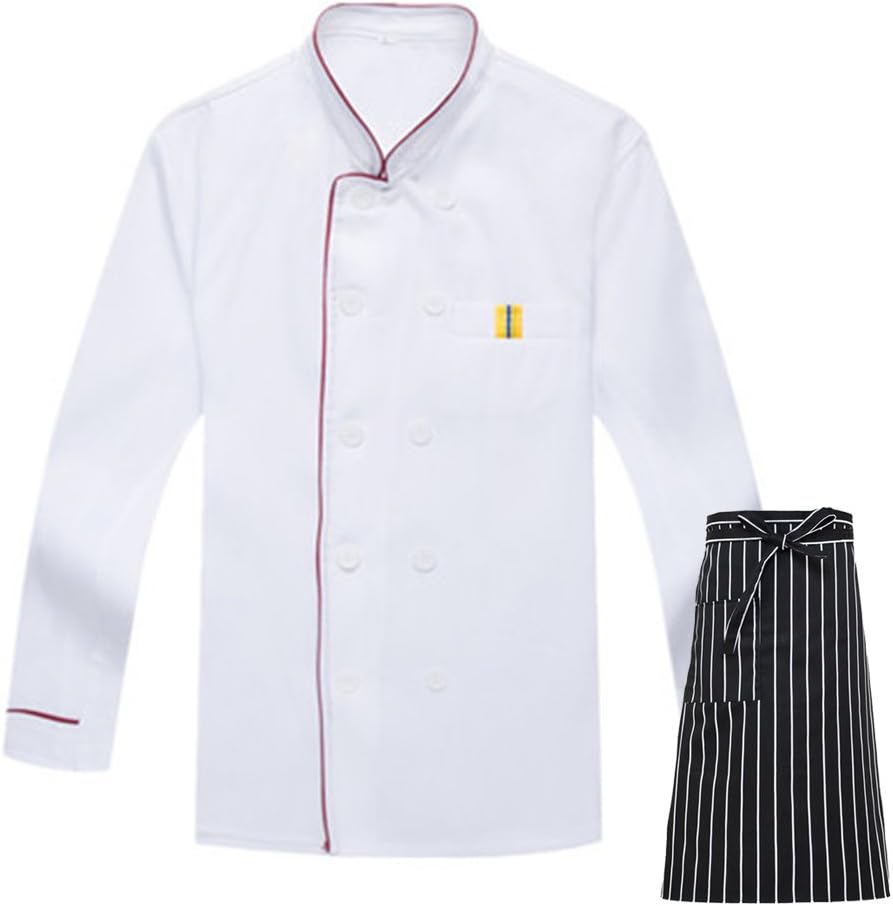 Mens Long Sleeve Active Chef Coat Long Sleeve Chef Jacket