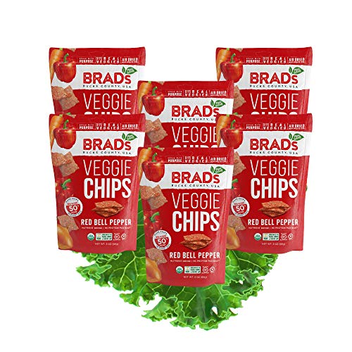 Brad's Plant Based Organic Veggie Chips, Red Bell Pepper, 6 Bags, 18