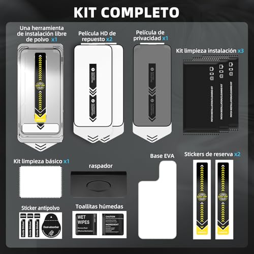 Película protectora de pantalla de vidrio 9h + de 3 piezas para iPhone, vidrio templado súper duro [resistente a la rotura de grado militar] con herramientas de instalación fáciles actualizadas (17pro max)