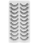 Bluesmurfs False Lashes 3D Cat Eye Volume Eyelashes Individual Short Lashes Natural Look Faux Min...