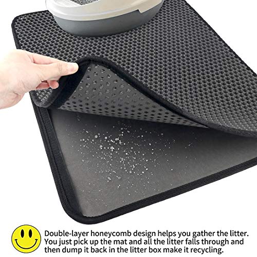 Cat Litter Mat Litter Trapping Mat,24" X 18" Inch Honeycomb Double Layer Design Waterproof Urine Proof Trapper Mat for Litter Boxes,Easy Clean Scatter Control and Washable - Thumbnail 5