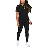 Nimsruc Biker Short Sets Women 2 Piece Outfits Summer Short Sleeve Jogger Tracksuit