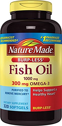 Nature Made Burpless Fish Oil 1000 mg w. Omega-3 300 mg Softgels Mega Size 320 Ct Nature Made Burpless Fish Oil 1000 mg w. Omega-3 300 mg Softgels Mega Size 320 Ct