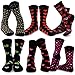 TeeHee Women's Cotton Crew Socks for Valentine's Day - Heart and Love Design, 6 Pairs, 9-11 Sock Size