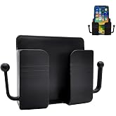 BlingKingdom Stick-on Wall Mount Phone Holder with Charging Hole, Black | Phone Stand, Remote Control Stand for Bedroom, Kitchen, Bathroom, Office